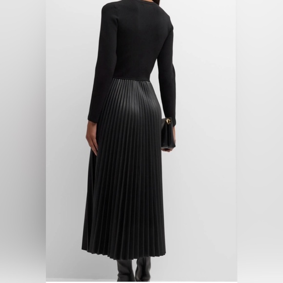 Elie Tahari leather The Amalia Pleated Mixed Media Sweater Dress
Color black - Picture 2 of 13